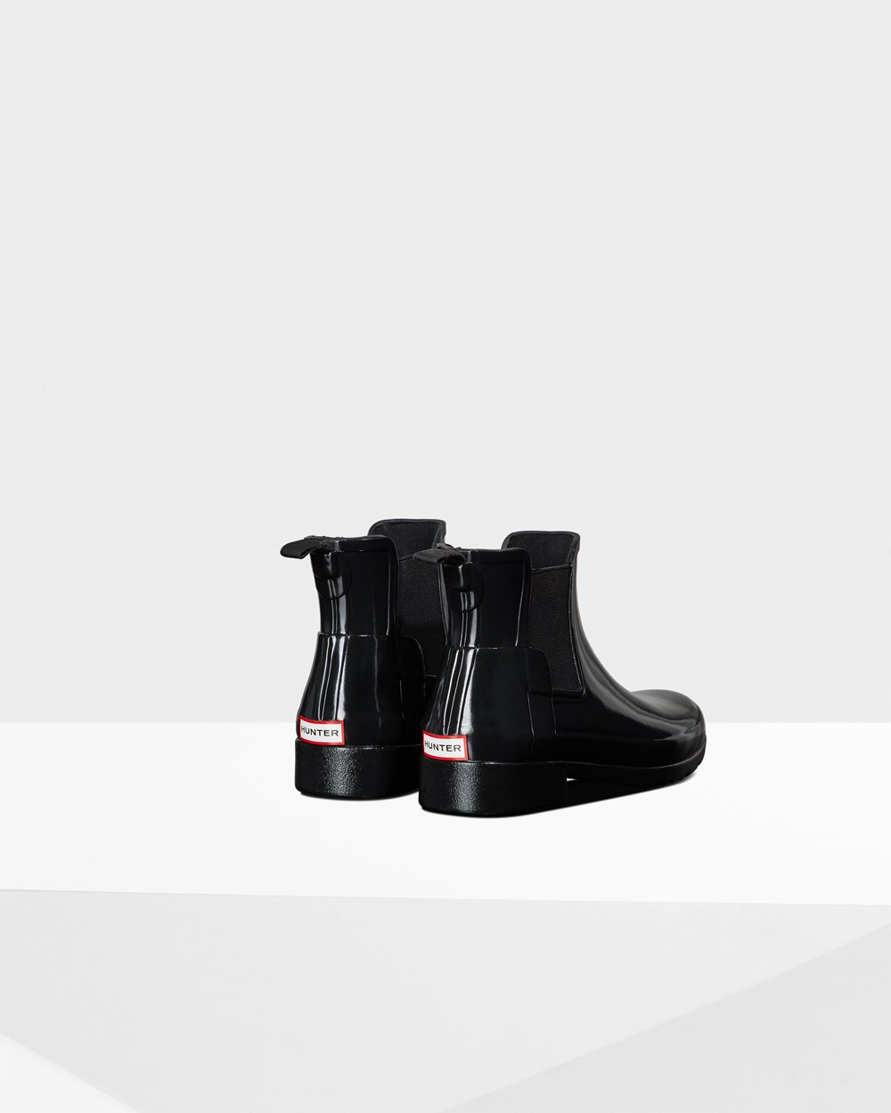 Women Hunter Refined Gloss Slim Fit | Chelsea Boots Black | NZ-76589-QCLZ